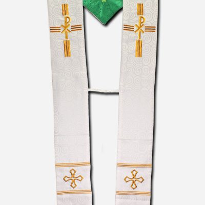 1 Piece Reversible Stole - Green and White - PX