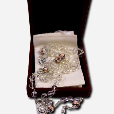 Clear Glass Beads Rosary with Ceramic