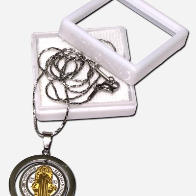 Saint Benedict Medal Necklace with Rotating Pendant