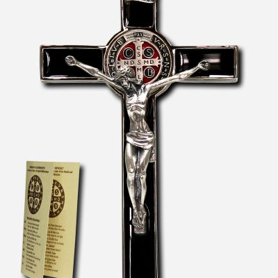 Crucifix with Saint Benedict Medal - Black - C5-115121-BLK Made in Italy