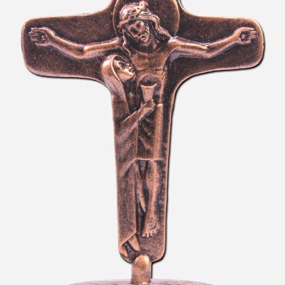 Cross Standing with Mary - Copper Finish -
