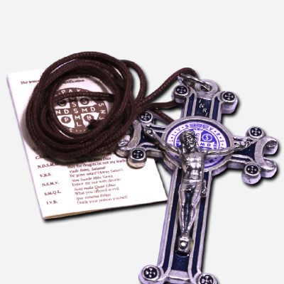 Crucifix with Saint Benedict Medal - BLUE 3 X