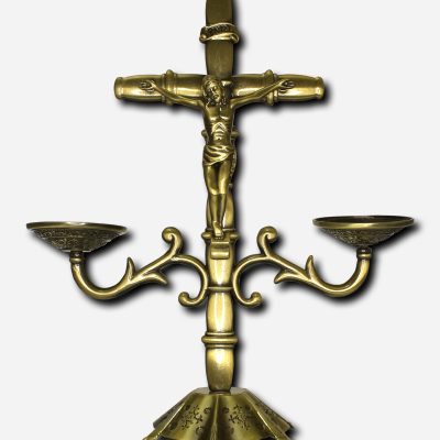 Crucifix with Candle Holder Bronze Finished - 19 x 5 x