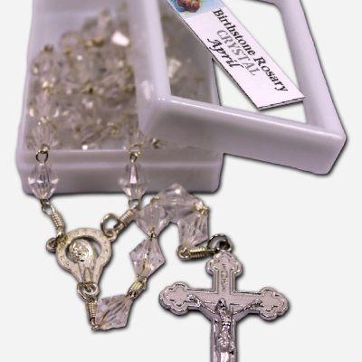 Crystal Birthstone Rosary Diamond Cut Beads April -