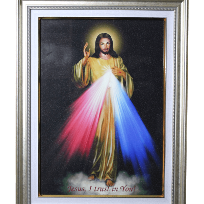 DIVINE MERCY FRAME WITH GLASS COVERED - 15 x