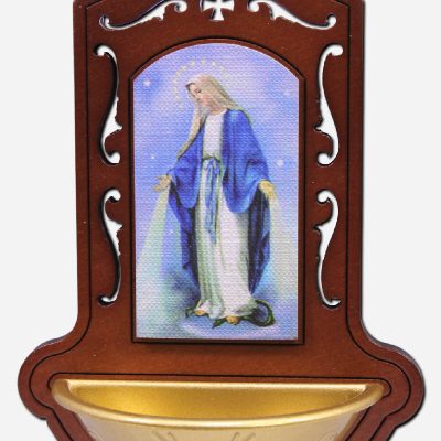 Holy Water Font - Our Lady of Miraculous Medal - 9 x 4 x