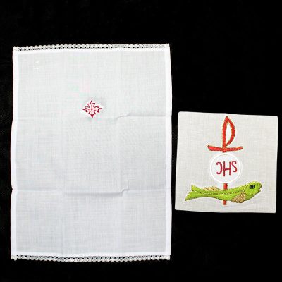 Mass Linen Set with Fish Design- Red