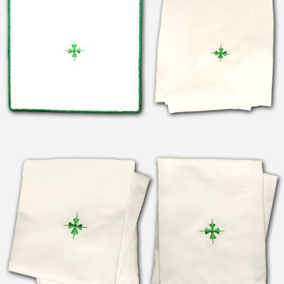 Mass Linen Set with Cross Design- Green