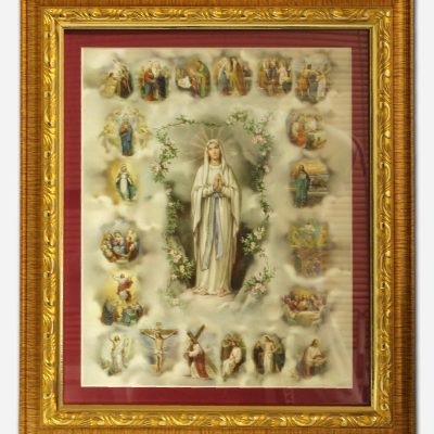 OUR LADY OF LOURDES FRAMED WITH GLASS - 11 X