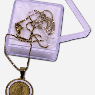 OUR MOTHER PERPETUAL HELP NECKLACE GOLD COLORED WITH KAPIS