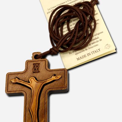 Olive Wood Cross Necklace 4 x Italy