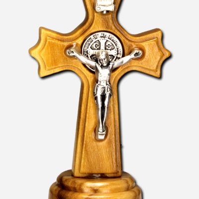 Olive Wood Cross with Saint Benedict Medal 3 x Italy