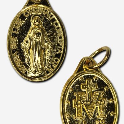 Our Lady of Miraculous Medal Pendant 13 x Gold Colored Italy