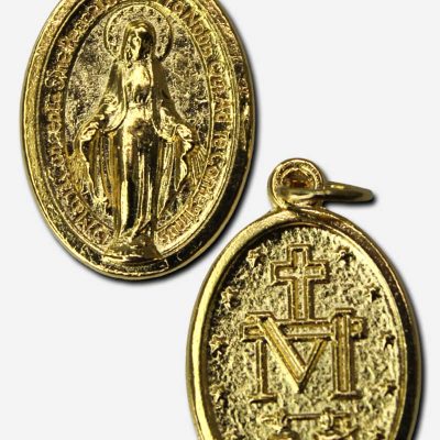 Our Lady of Miraculous Medal Pendant 16 x Gold Colored Italy