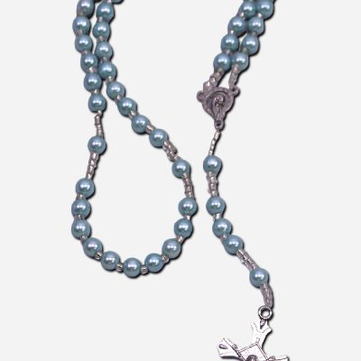 Plastic Pearl String Rosary Beads - Cyan