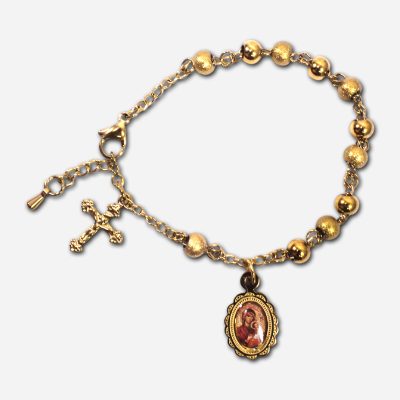 Stainless Steel Bracelet Rosary with Mother of Perpetual Help - Beads