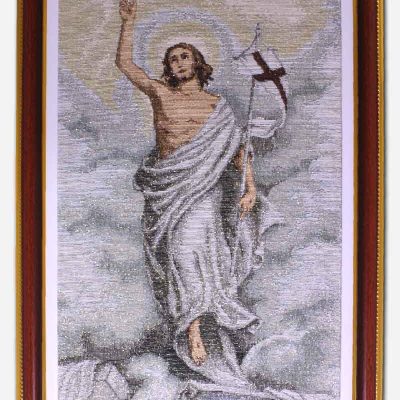 RISEN CHRIST TAPESTRY FRAMED WITH GLASS - 13 X