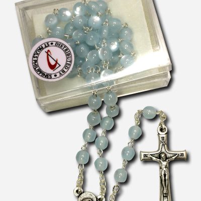 Rosary - Blue Small Round Beads Made in Italy