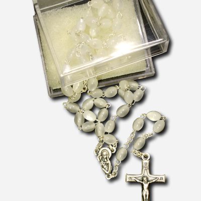 Rosary - White Small Rice Beads - Made in Italy
