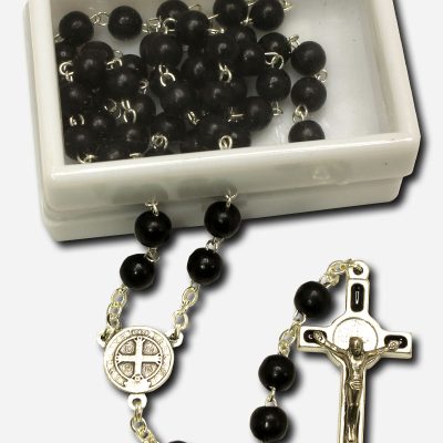 Rosary with Saint Benedict Medal - Black Made in Italy