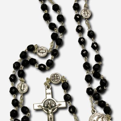 Rosary with Saint Benedict Medal - Black Made in Italy
