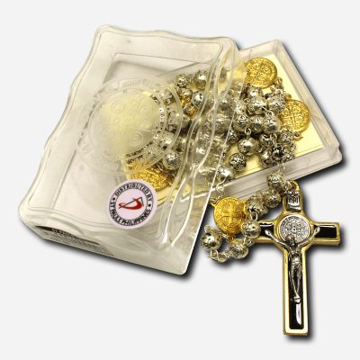Rosary with Saint Benedict Medal - Rose Beads Made in Italy