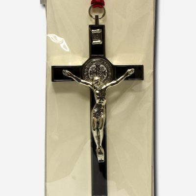 CRUCIFIX WITH SAINT BENEDICT MEDAL - BLACK - 6 X