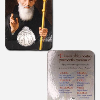 Saint Benedict Card with Medal Italy