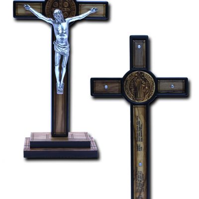 Crucifix with Saint Benedict Medal - BLACK - C5-115376B-BLK Made in Italy