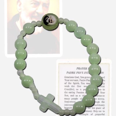 Stretchable Luminous Bracelet Rosary with Saint Padre Pio Beads