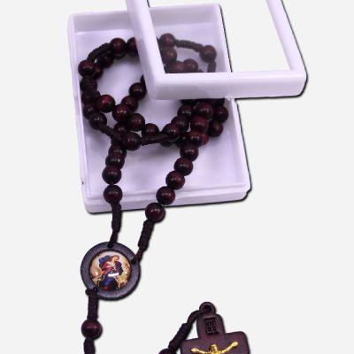 WOODEN ROSARY WITH MOTHER MARY UNTIER OF KNOTS
