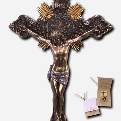 Wall Mounted Crucifix Bronze Finish - 8 x 2 x
