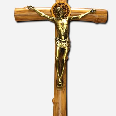 Wall Mounted Crucifix with Saint Benedict Medal 18 x Italy