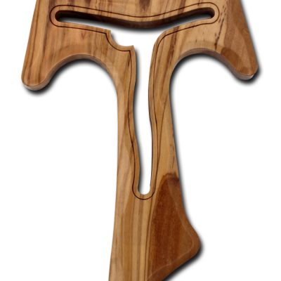 Wall Mounted Tau Cross - Olive Wood - Italy
