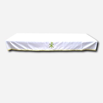 Altar Table Cloth with Yellow Lace  - White 69 x