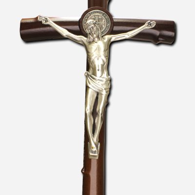 Crucifix with Saint Benedict Medal 7 x - Beech Wood - Italy