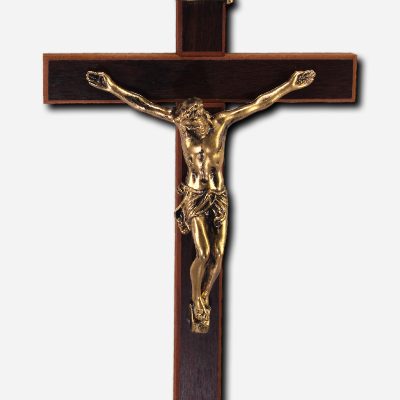 Wooden Hanging Crucifix GOLD PAINTED