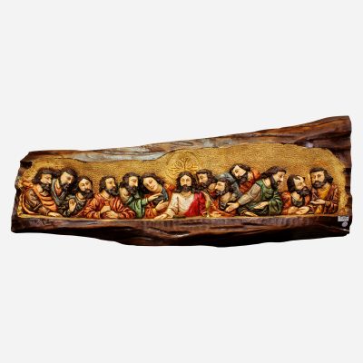 LAST SUPPER WOOD CARVING FINISH COLORED -