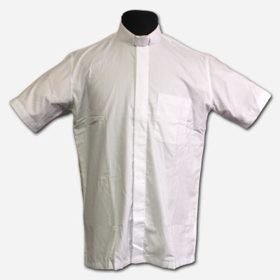 Clerical Shirt White Short Sleeves - Hidden Buttons - Large