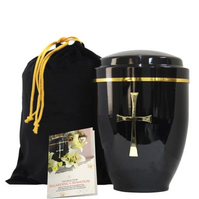 CREMATION URN - BLACK - CROSS