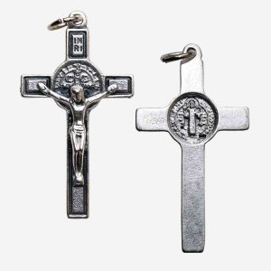 Cross Pendant with Saint Benedict Medal - 2 x 4 cm